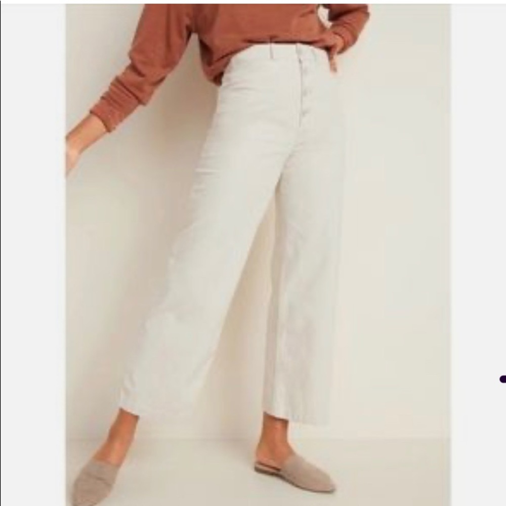 NWT Cream/beige wide leg crop pant